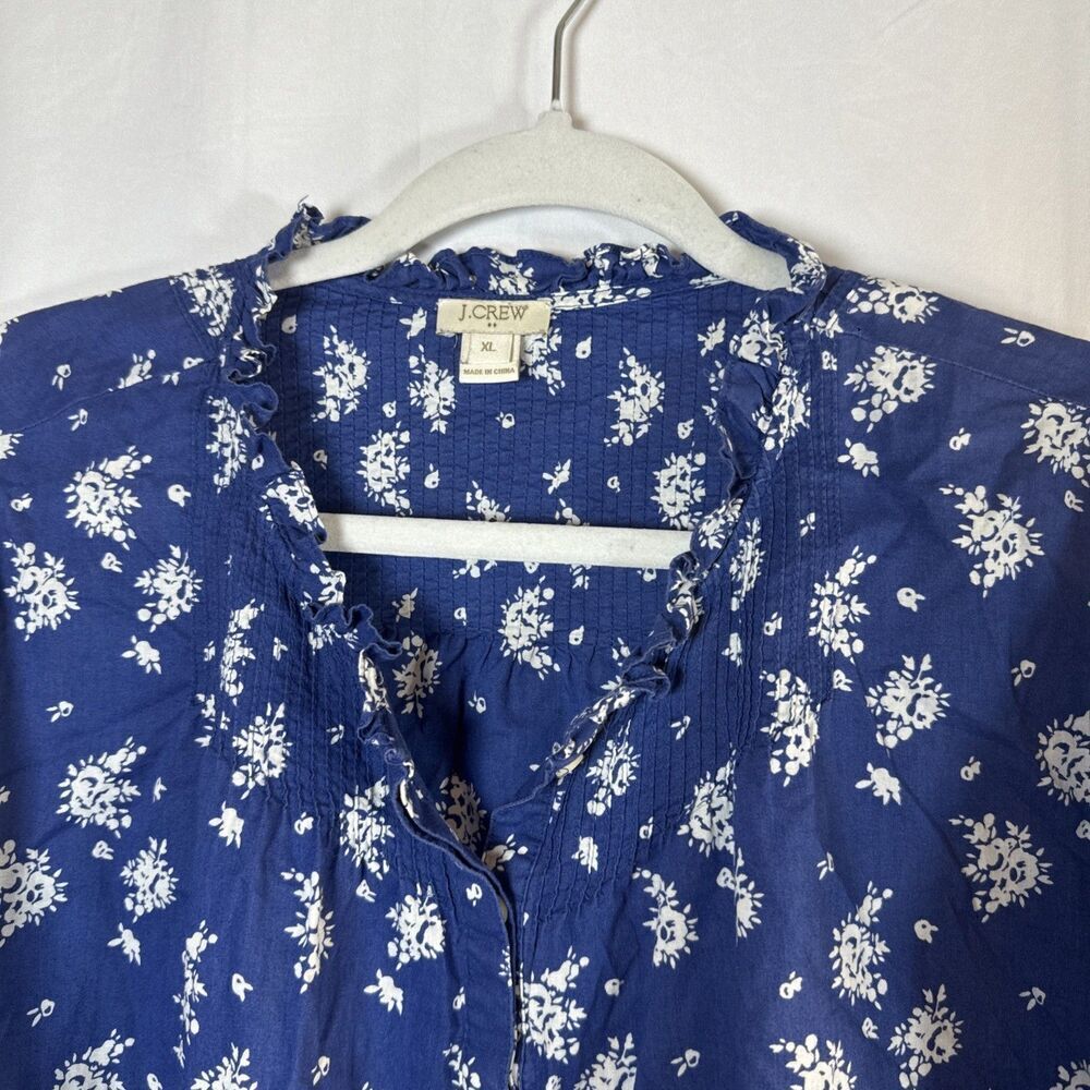 J. Crew Blue Floral Blouse Size XL Preowned - Picture 6 of 15